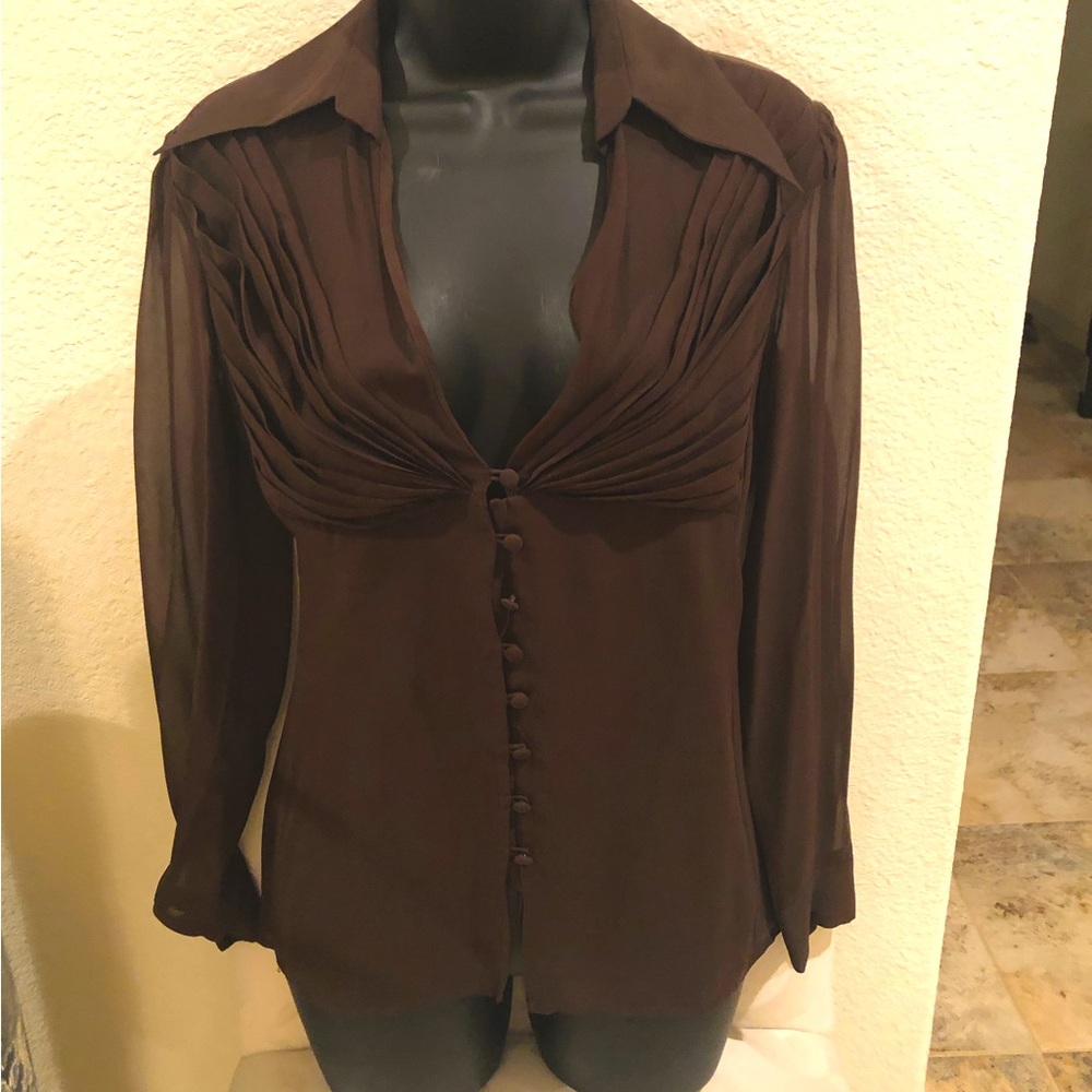 BEBE BEAUTIFUL BROWN BLOUSE